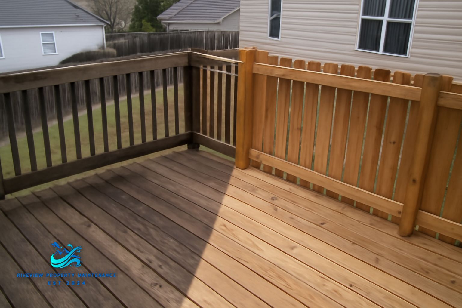 Deck cleaning and restoration work in Buford Georgia neighborhood