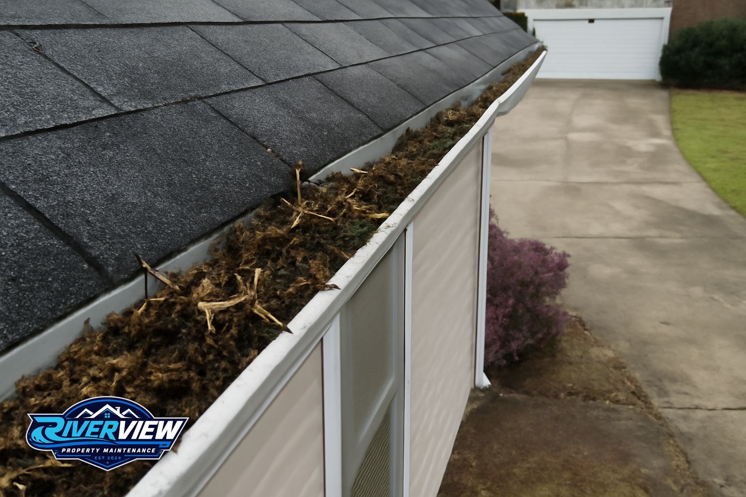 Exterior buildup relevant to gutter cleaning
