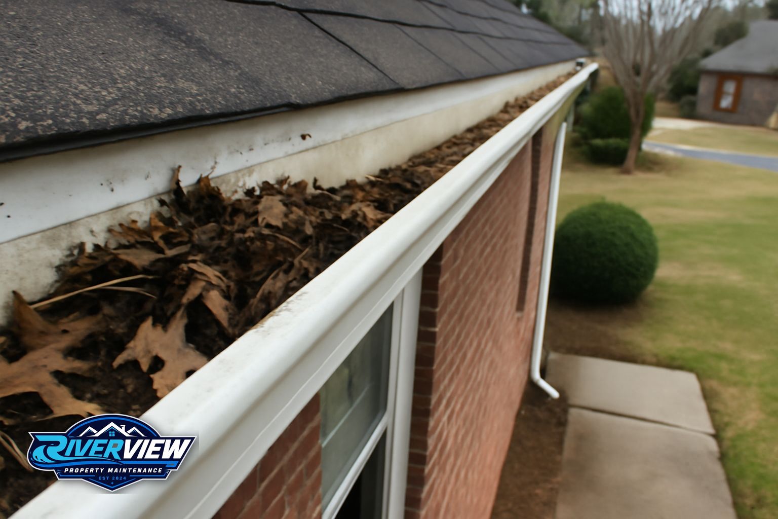 Exterior buildup relevant to gutter cleaning
