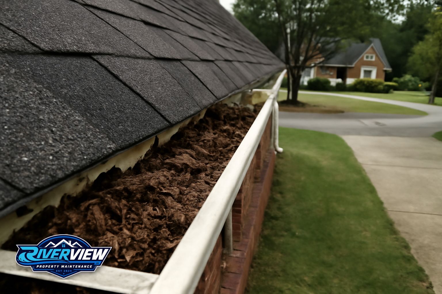 Exterior buildup relevant to gutter cleaning