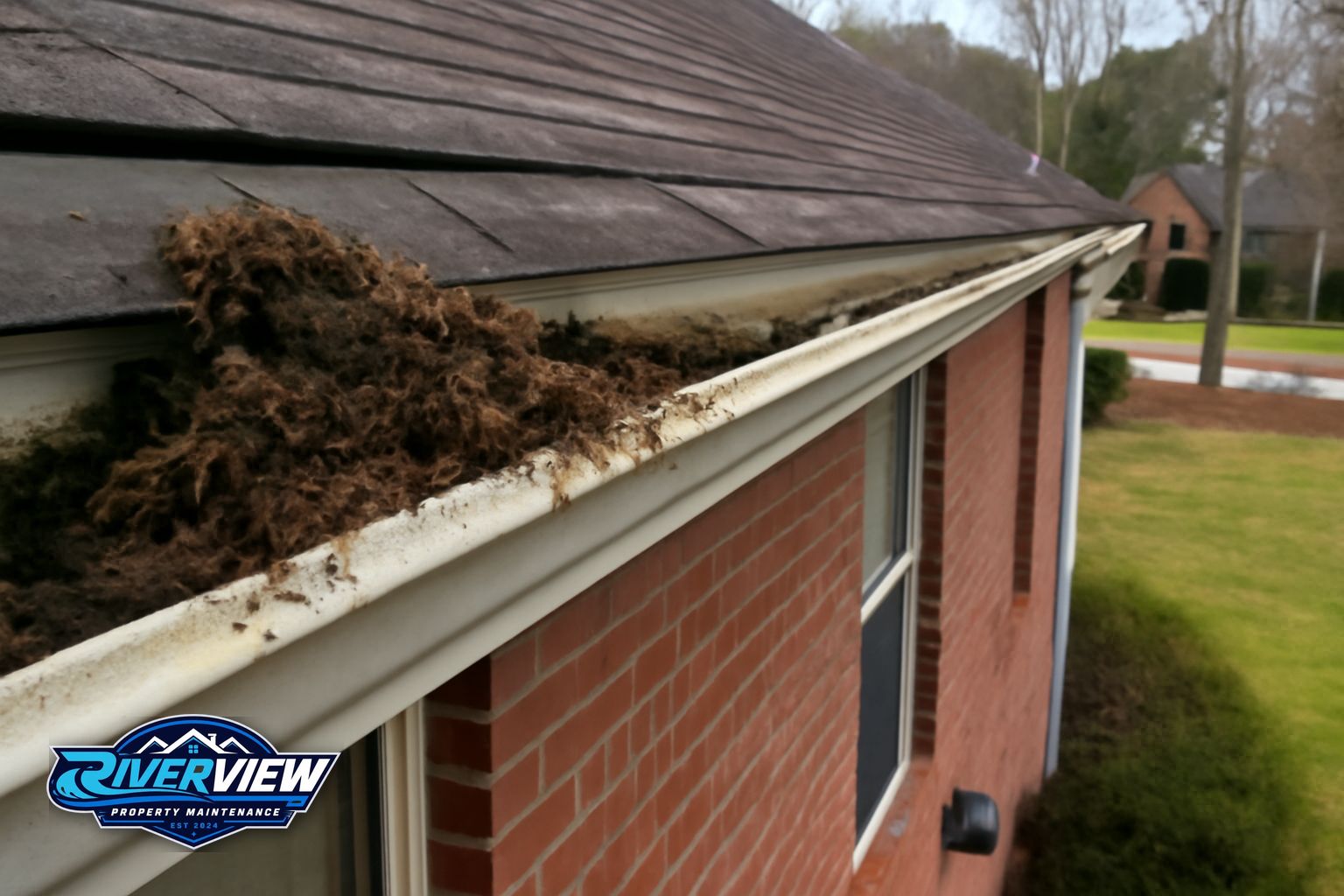 Exterior buildup relevant to gutter cleaning