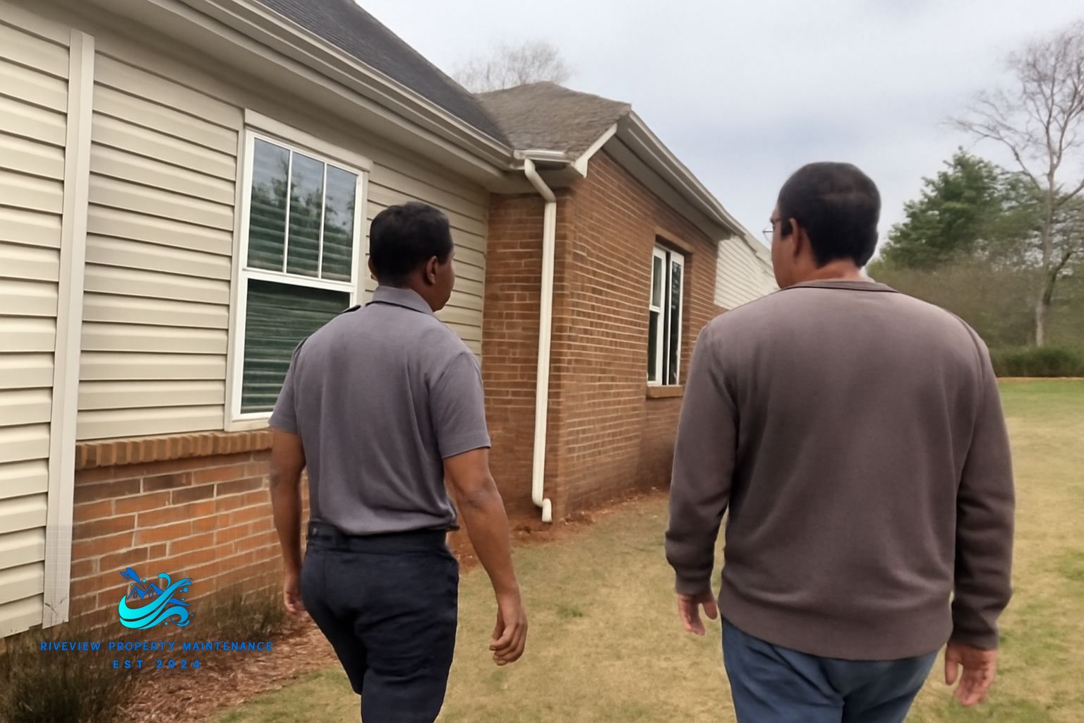 Before and after soft washing on brick home exterior in Barrow County Georgia showing mildew removal