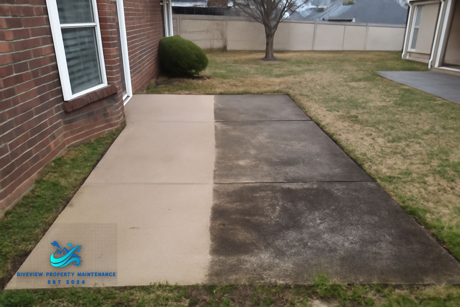 Pressure washing crew cleaning a residential patio in Gwinnett County Georgia