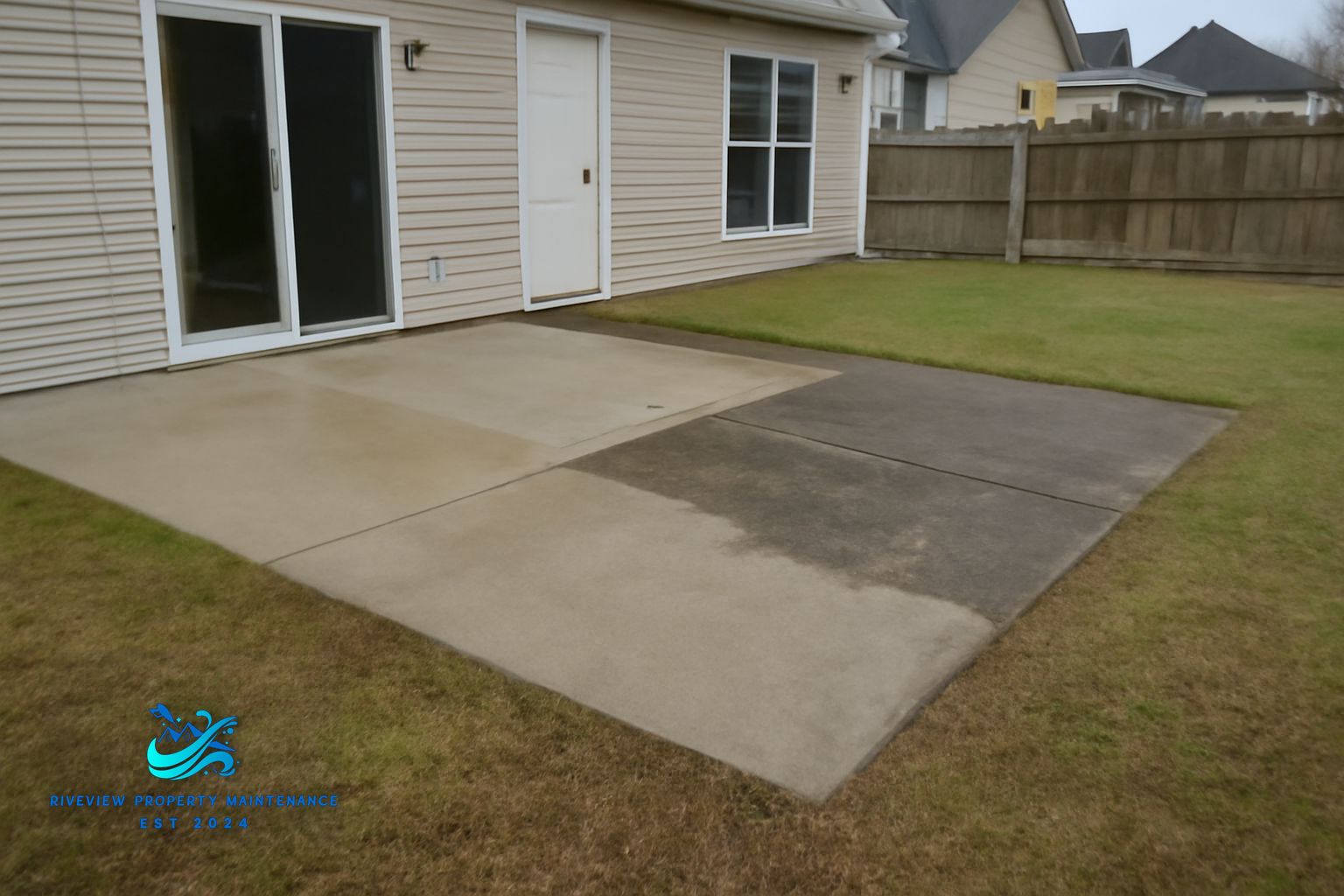 Clean concrete patio after pressure washing service in Barrow County GA