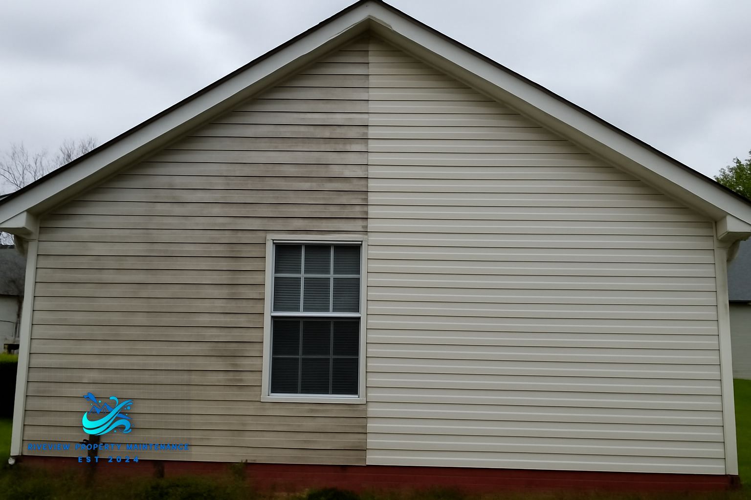 Concrete driveway in Winder GA before and after pressure washing showing red clay removal