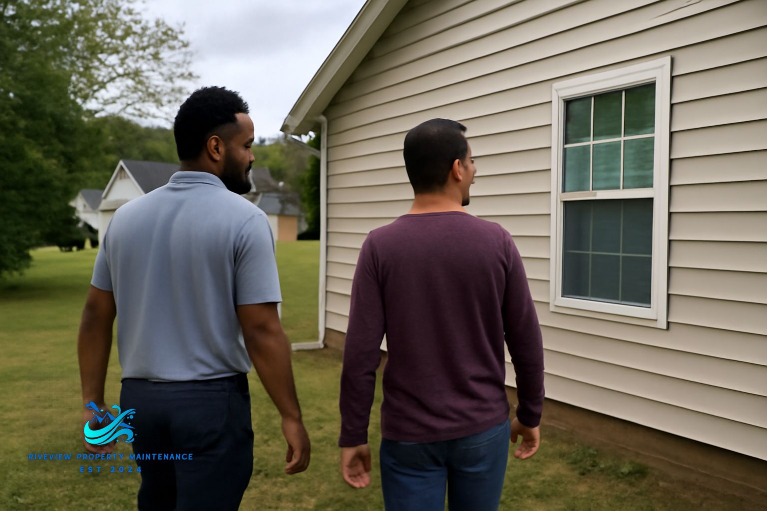 North-facing vinyl siding on a Winder GA home showing black mildew before soft washing treatment