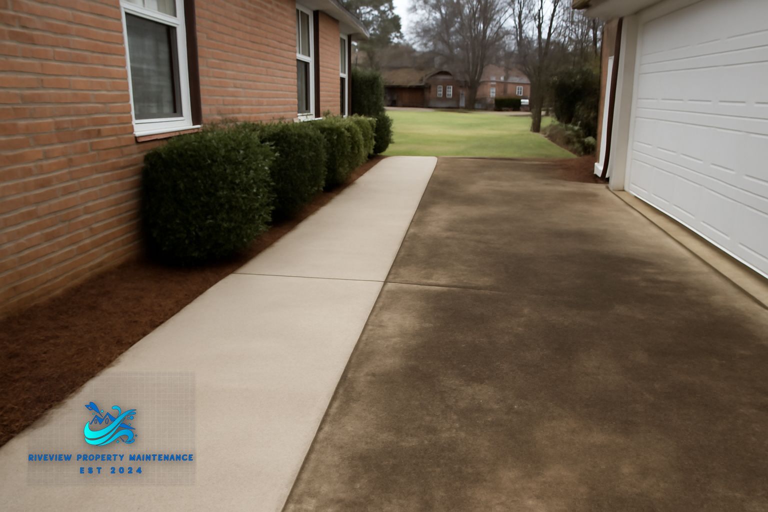 Riverview Property Maintenance pressure washing truck in Winder GA