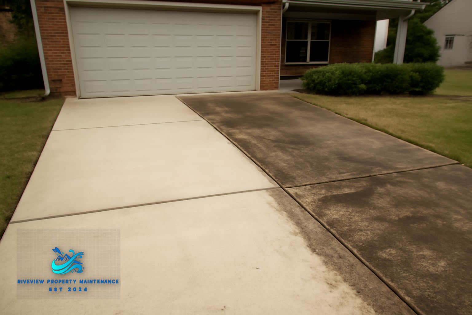 Clean concrete sidewalk and front entry after pressure washing Winder Georgia