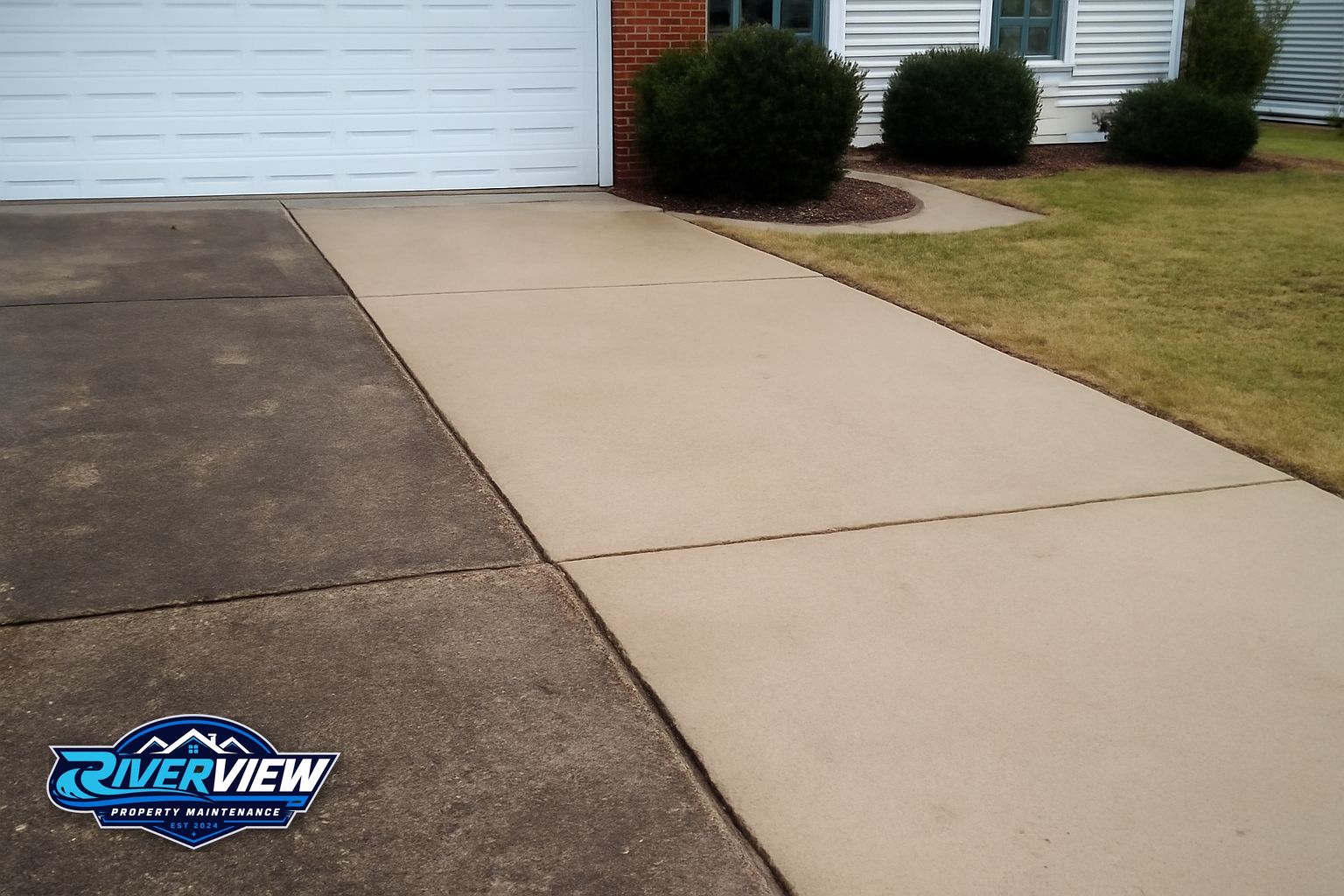 Pressure washing service truck in Winder GA neighborhood ready to clean concrete driveways and patios