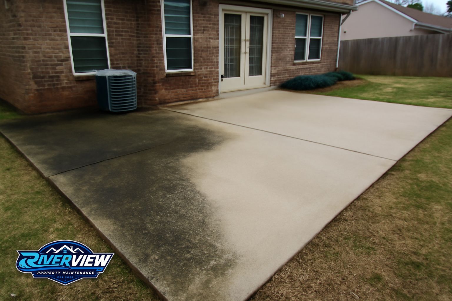 Clean patio surface at a Barrow County GA home after professional pressure washing service