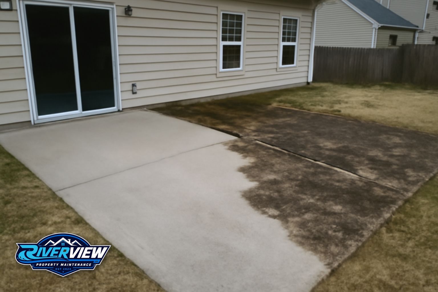 Pressure washing sidewalk and front walkway at a Winder Georgia home after pine pollen season