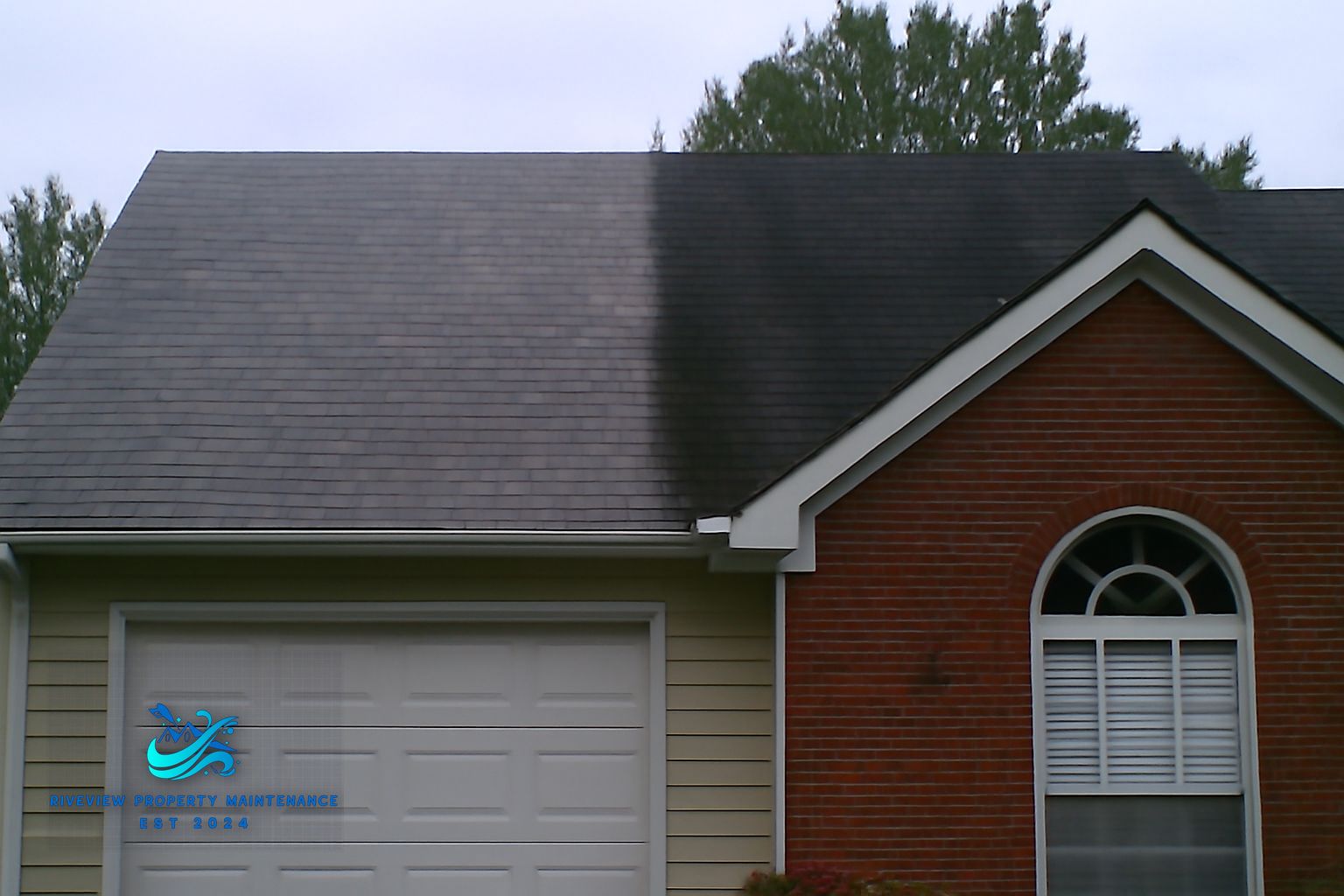 Clean residential roof after soft washing in the Grayson Loganville Georgia area