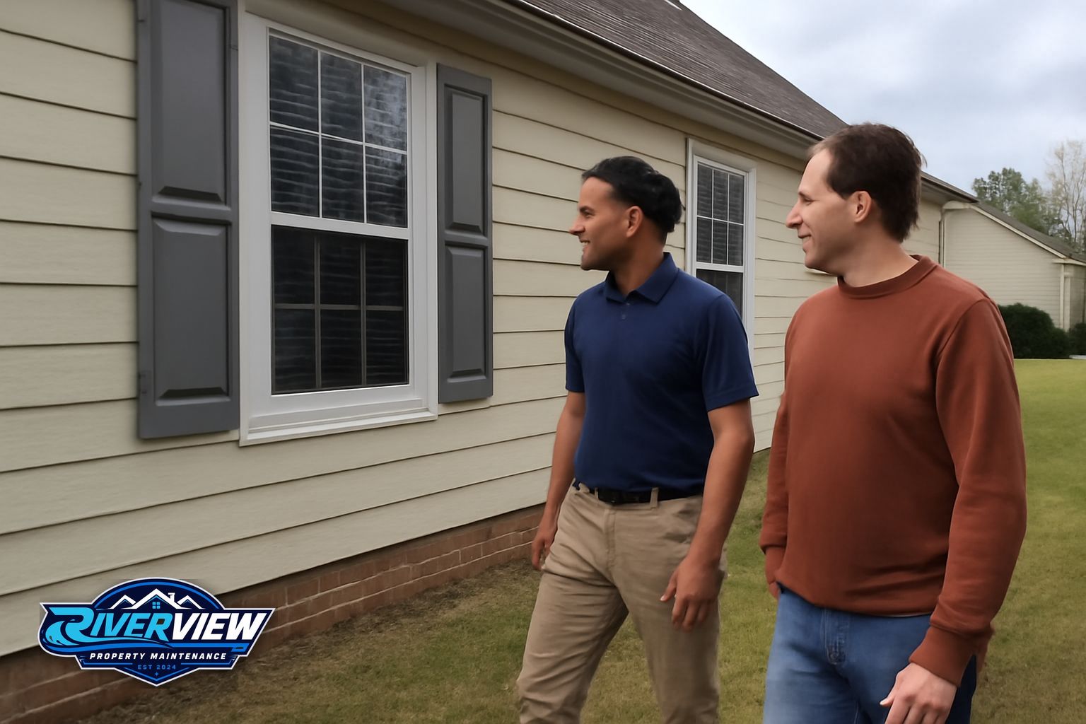 Riverview Property Maintenance crew applying soft wash solution to a Gwinnett County roof