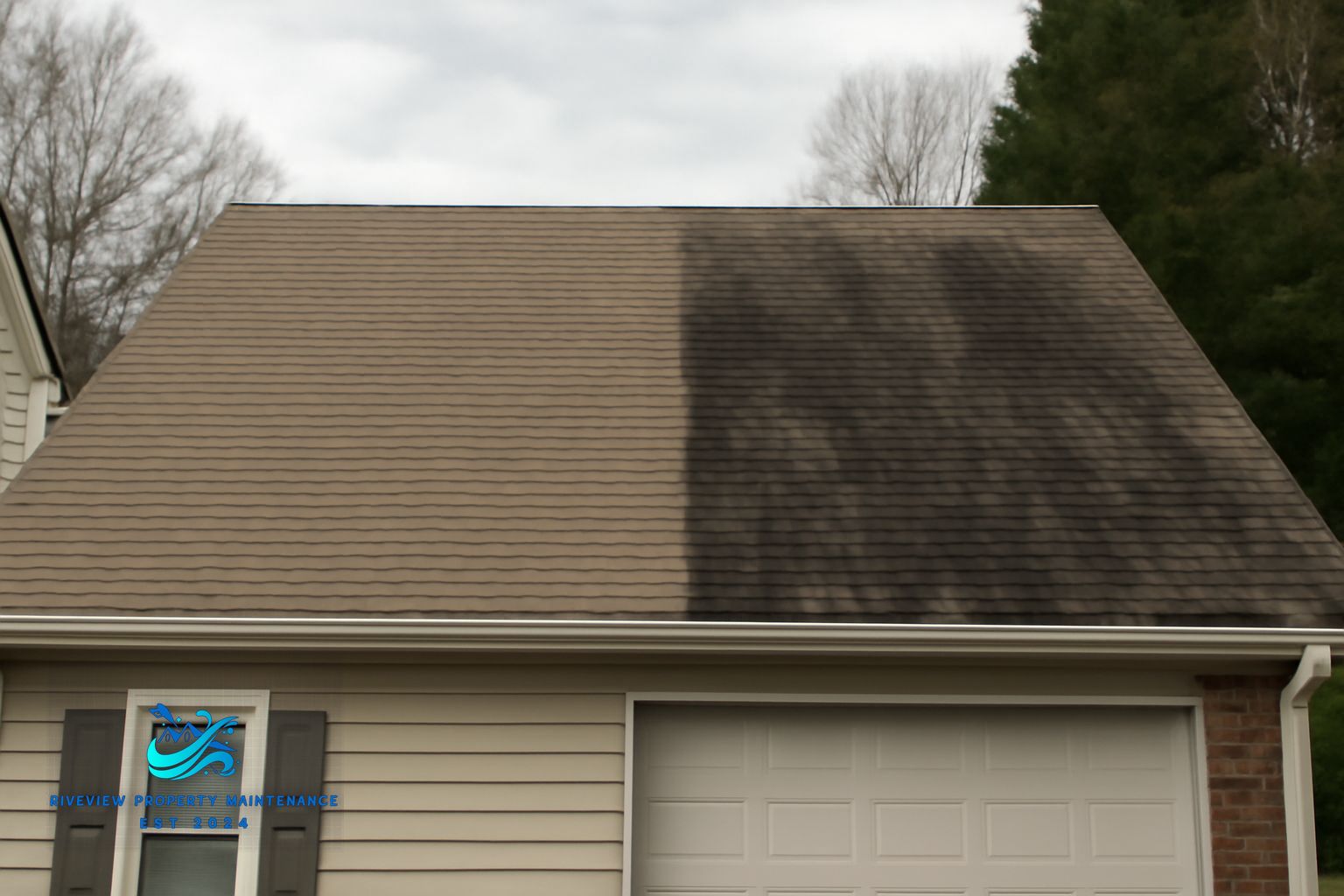 Clean residential roof after soft washing in Barrow County, Georgia