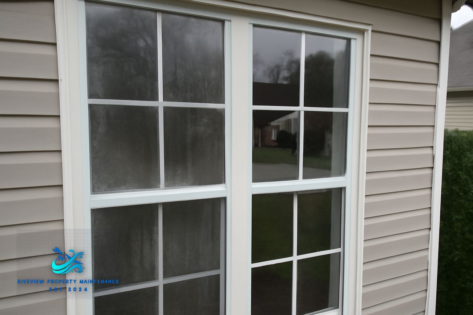 Riverview crew cleaning windows and gutters on a home in Auburn GA