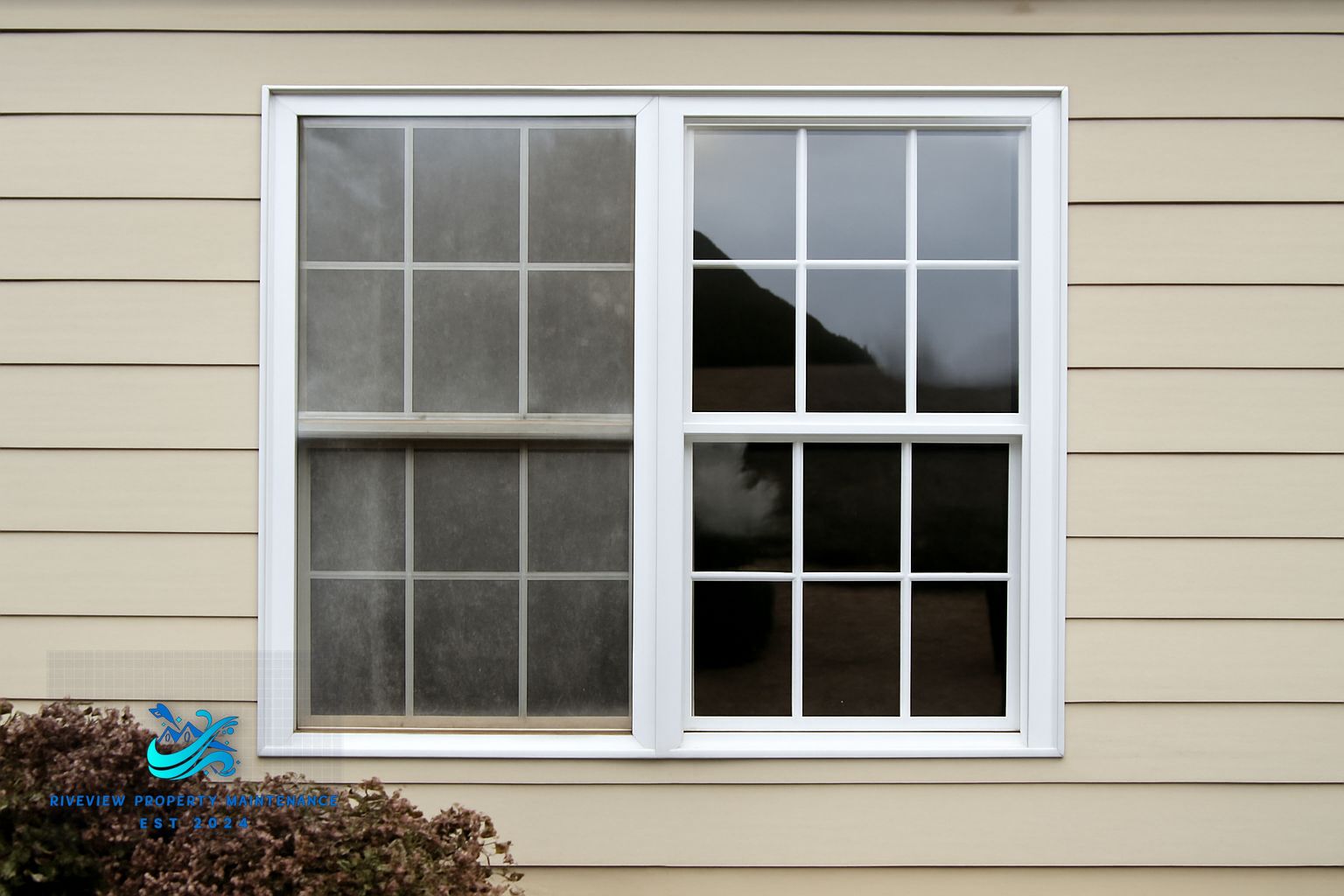 Crystal-clear window on a brick home in Grayson, GA after professional cleaning